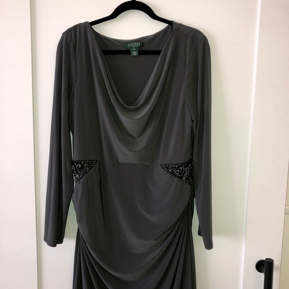 Lauren Ralph Lauren Sage Green Embellished Dress 16W - Picture 3 of 12